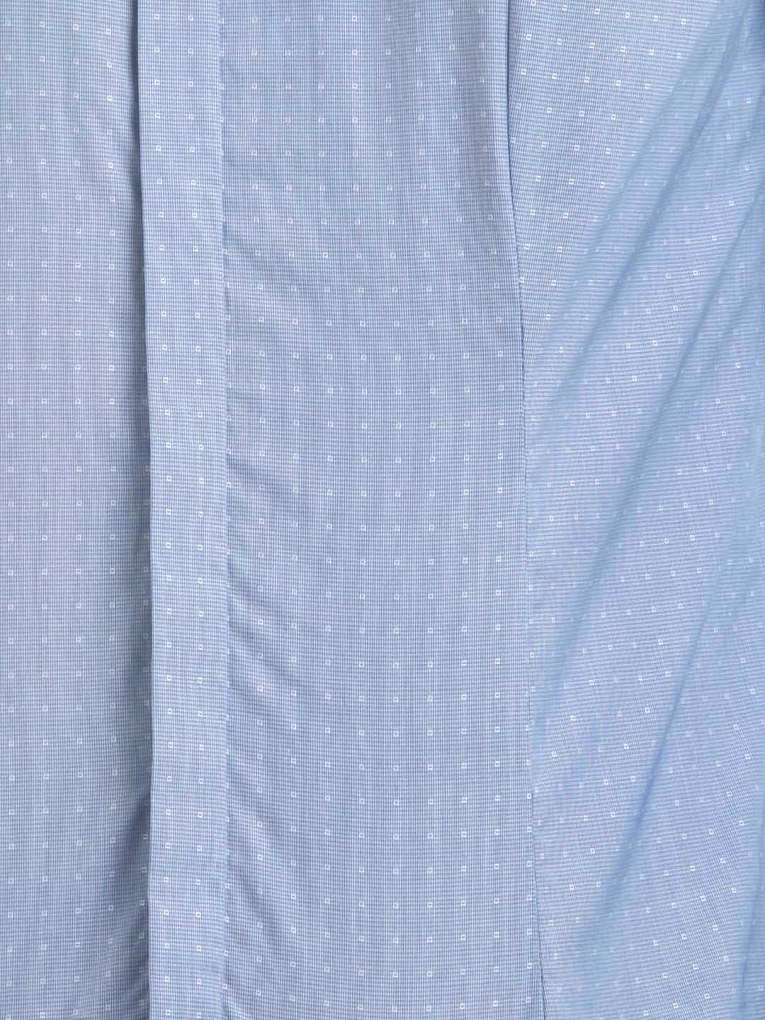 a blue shirt