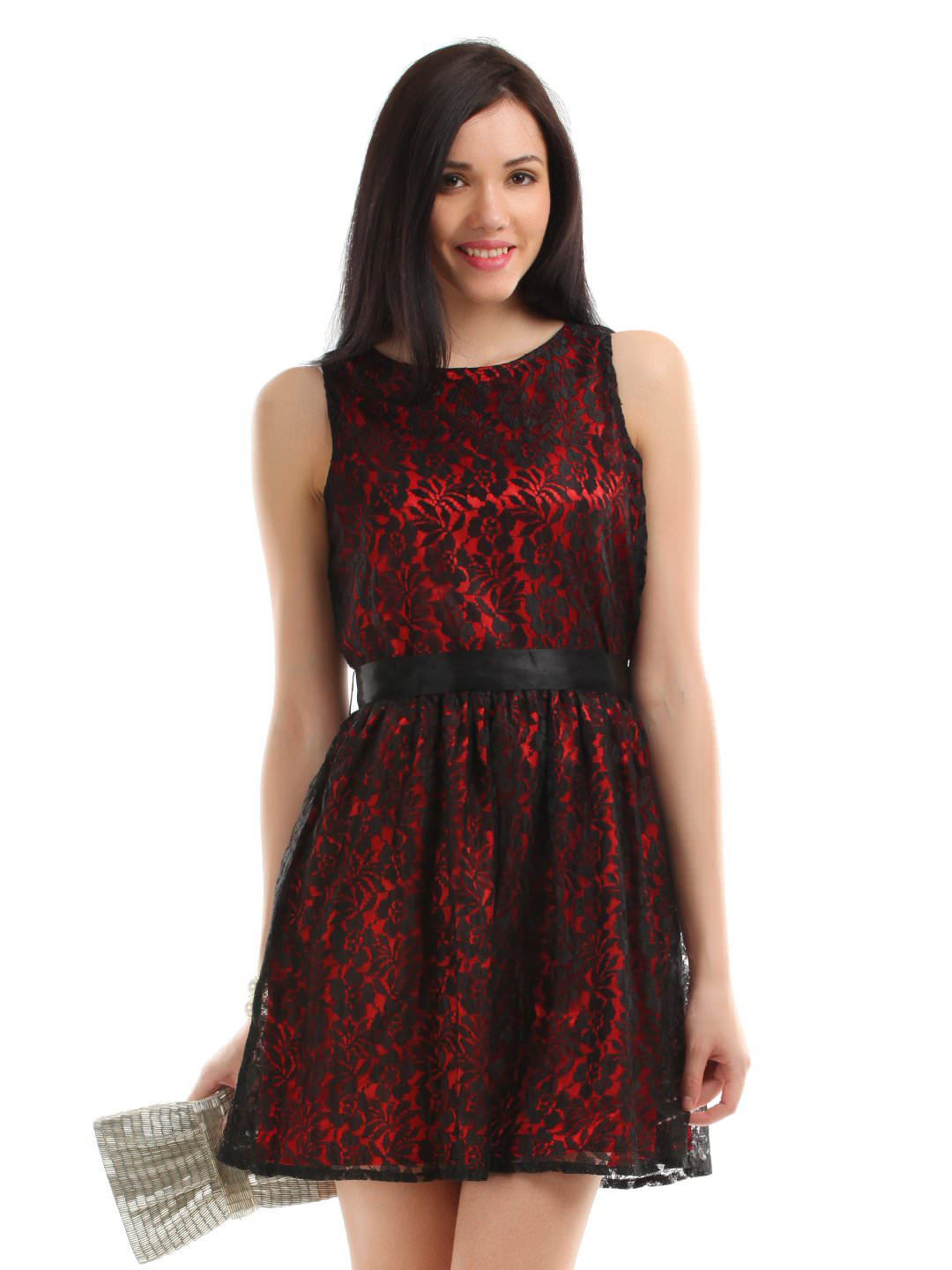 Buy The Vanca Women Black And Red Lace Dress - DRF1256 - Apparel ...